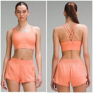 LULUEMON Energy Longline Bra in Coral Kiss